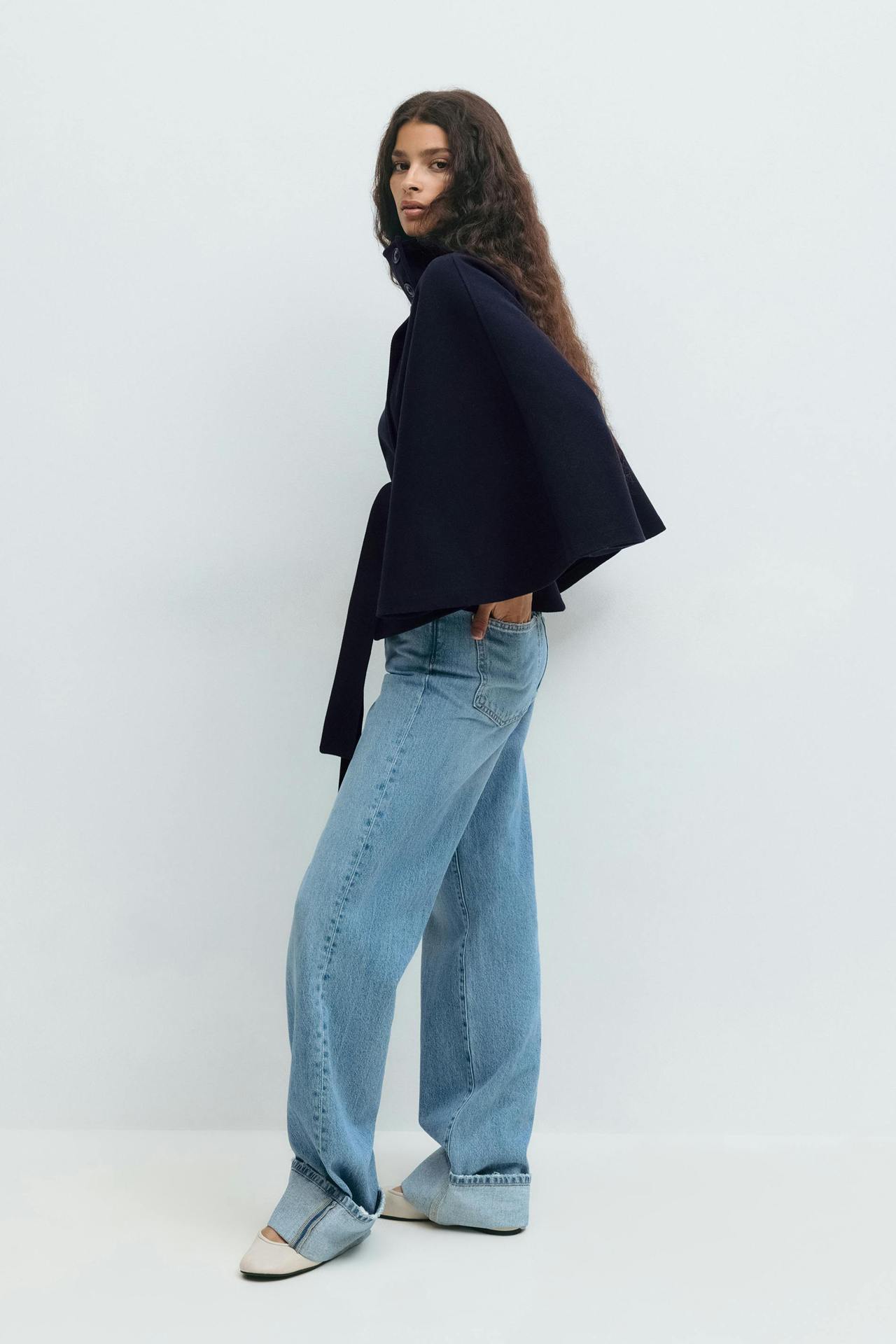 Women's Stand Collar Tie-Up Cropped Jacket Loose Fit Casual