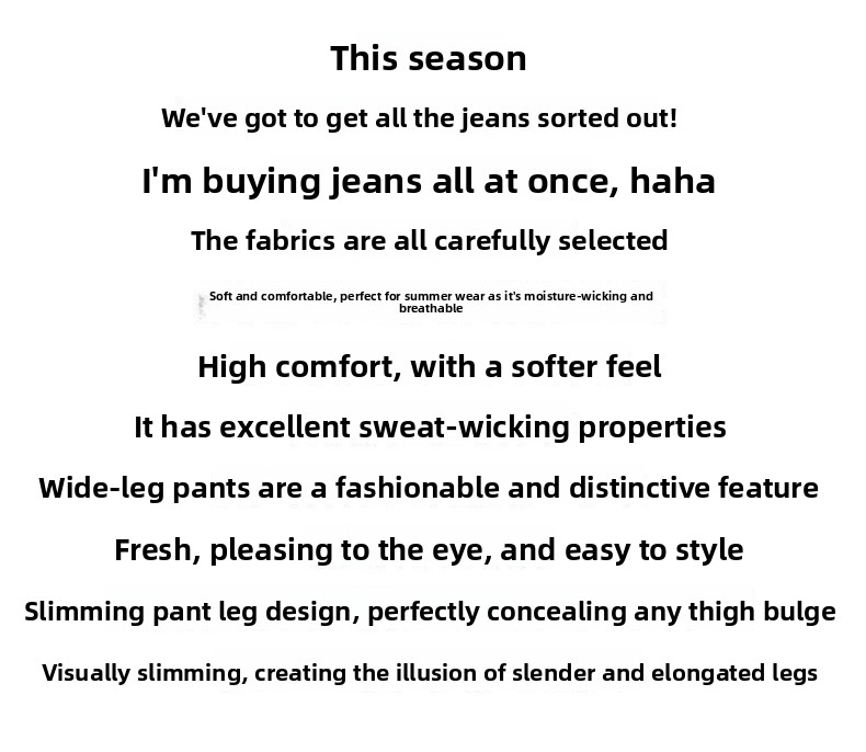 American Retro Loose Fit Wide Leg Denim Pants for Women
