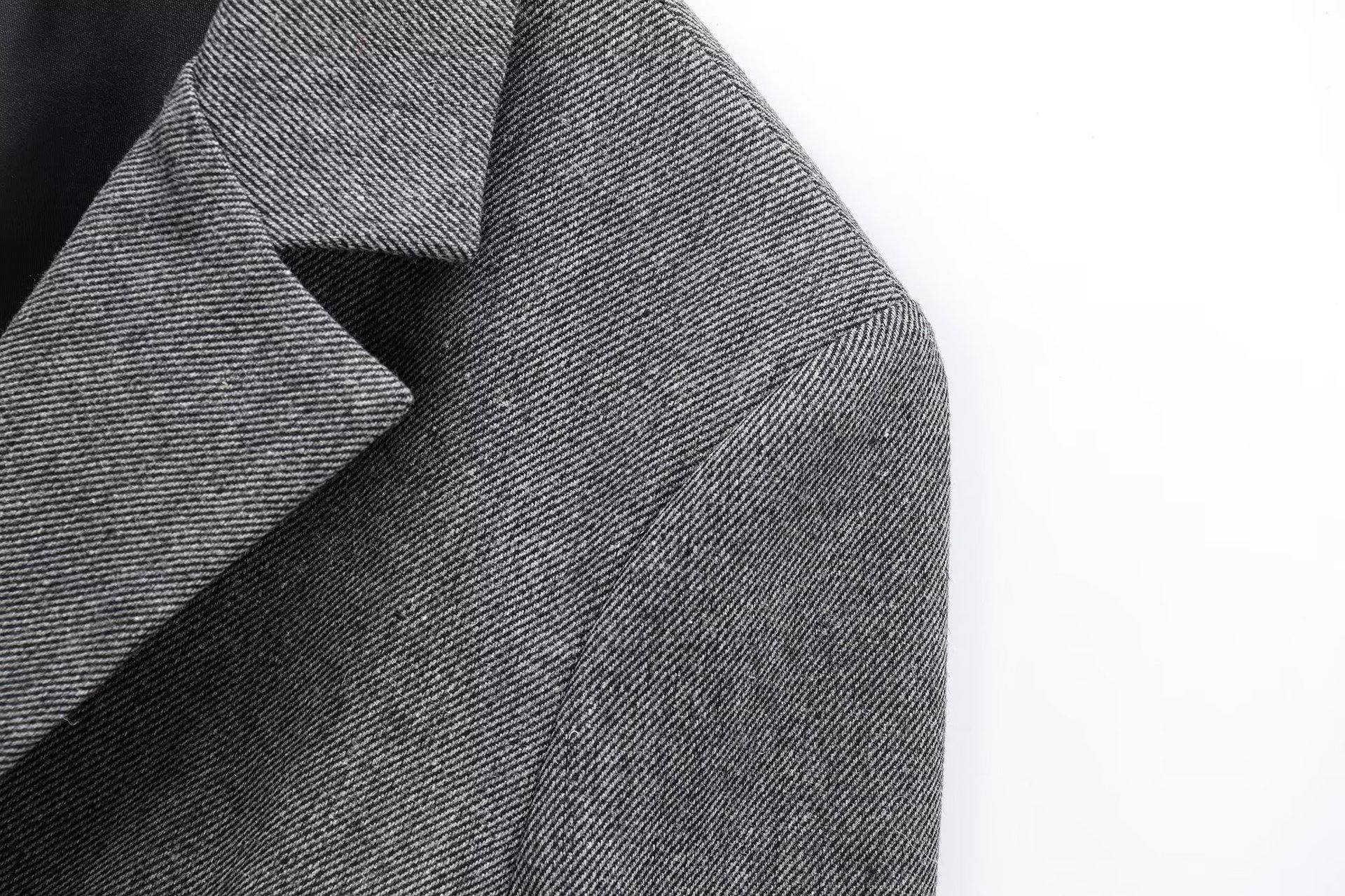 Women's Wool Blend Twill Lapel Blazer Suit Jacket
