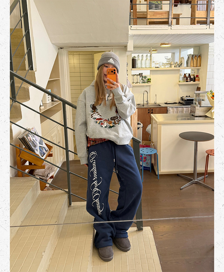 Unisex Printed Fleece Cuffed Sweatpants