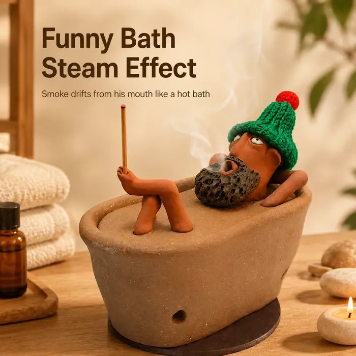 Brûle-encens en résine Homme paresseux dans son bain — QIUOLA | qiuola.com