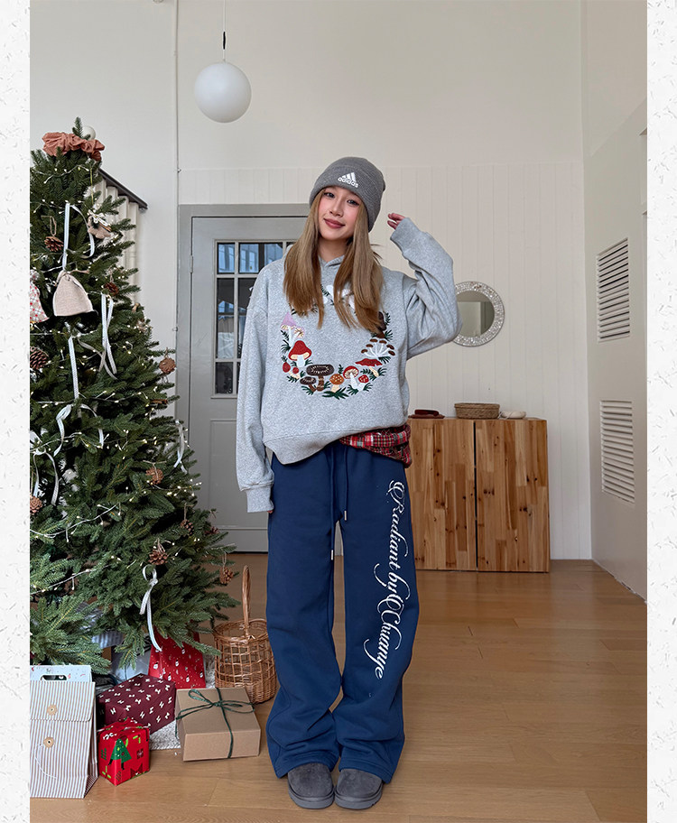 Unisex Printed Fleece Cuffed Sweatpants