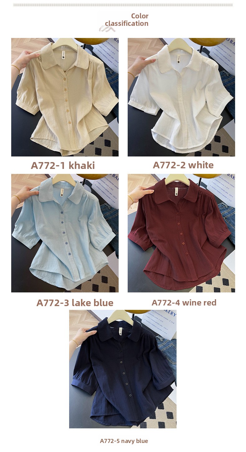 Women's Pure Cotton Double-Layer Gauze Half-Sleeve Casual Shirt