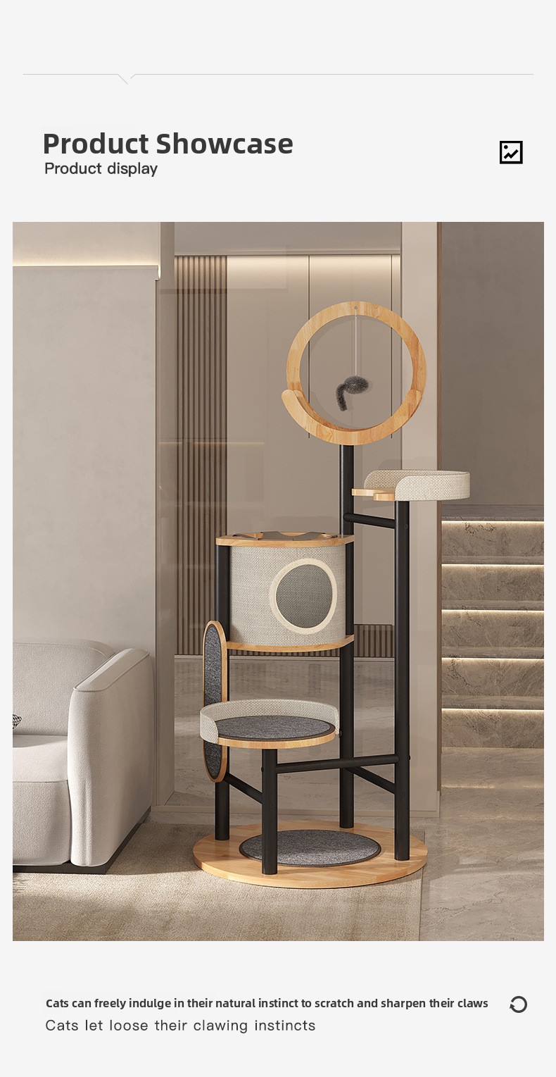 Solid Wood Multi Cat Climbing Frame with Scratching Post