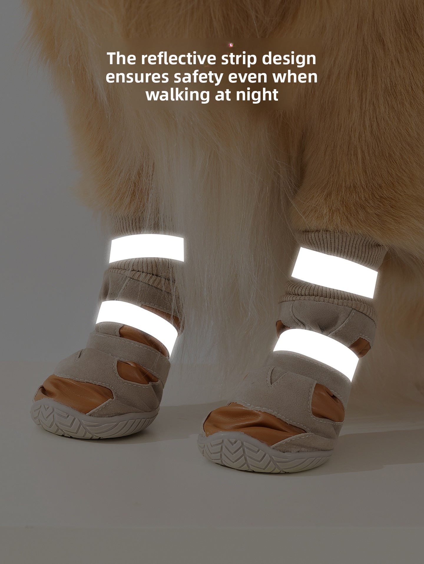 Fleece-Lined Waterproof High-Top Dog Shoes with Double Buckle Anti-Slip Sole