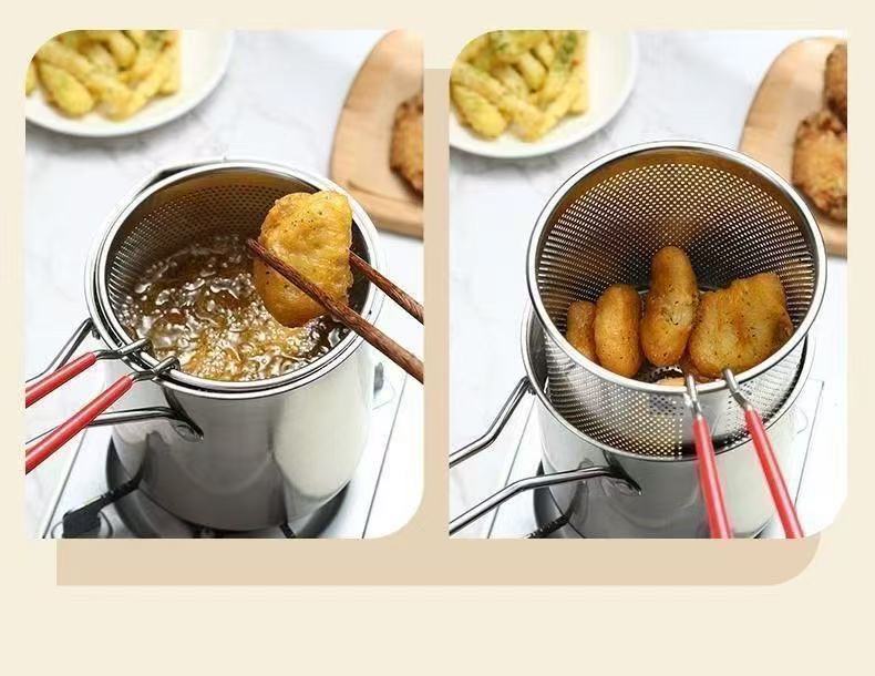 Household Stainless Steel Mini Frying Pan, Uncoated Oil-Saving Multi-Functional Pot for All Stoves