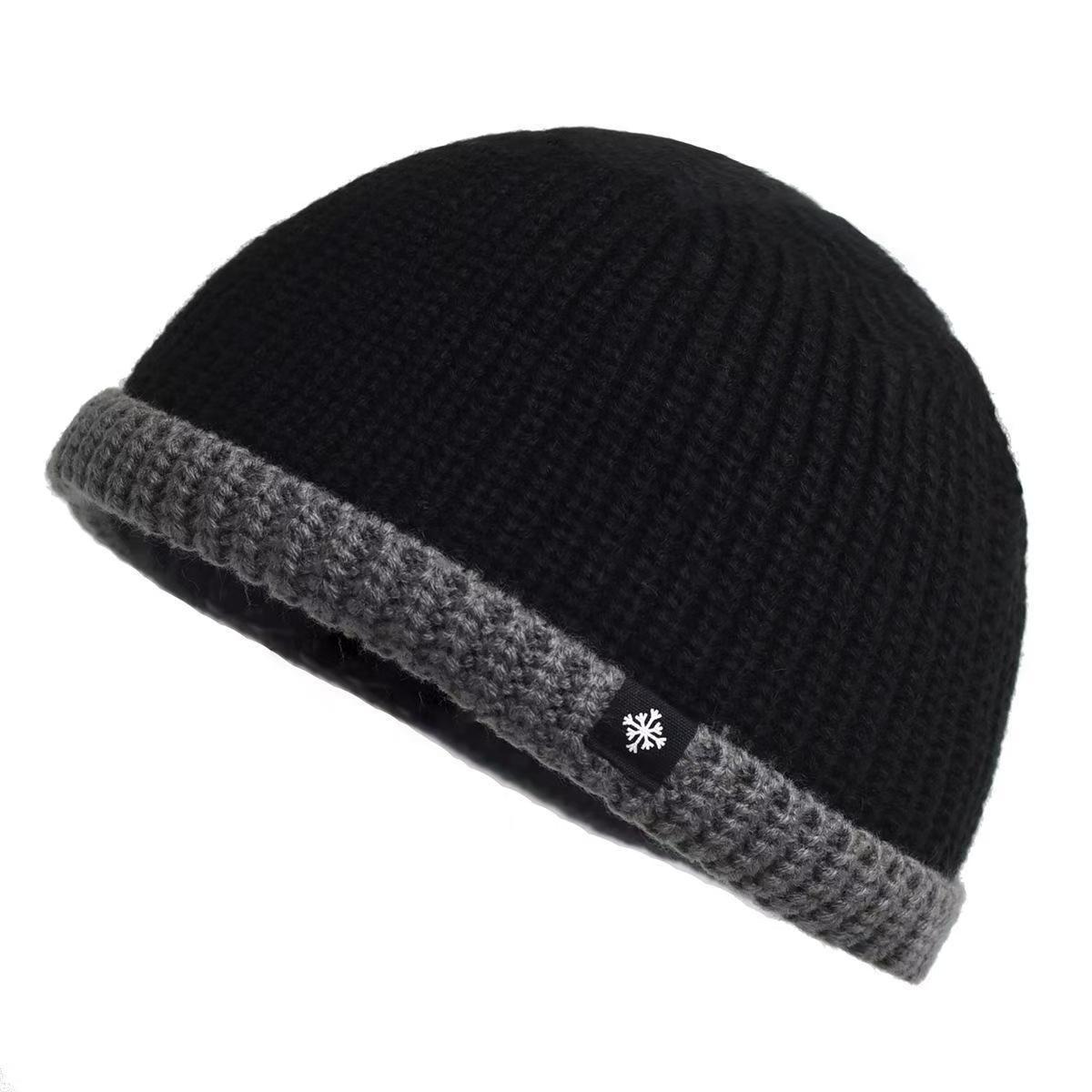 Men's Thickened Fleece-Lined Knit Beanie Winter Ear Protection Windproof Hat