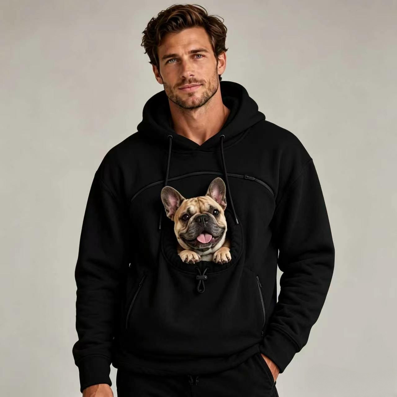 Couple Lamb Cashmere Pet Pocket Hooded Sweatshirt