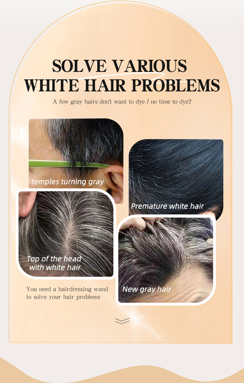 Natural Gray Hair Coverage Quick Color Touch-Up Stick Water-Resistant Hair Dye Pen