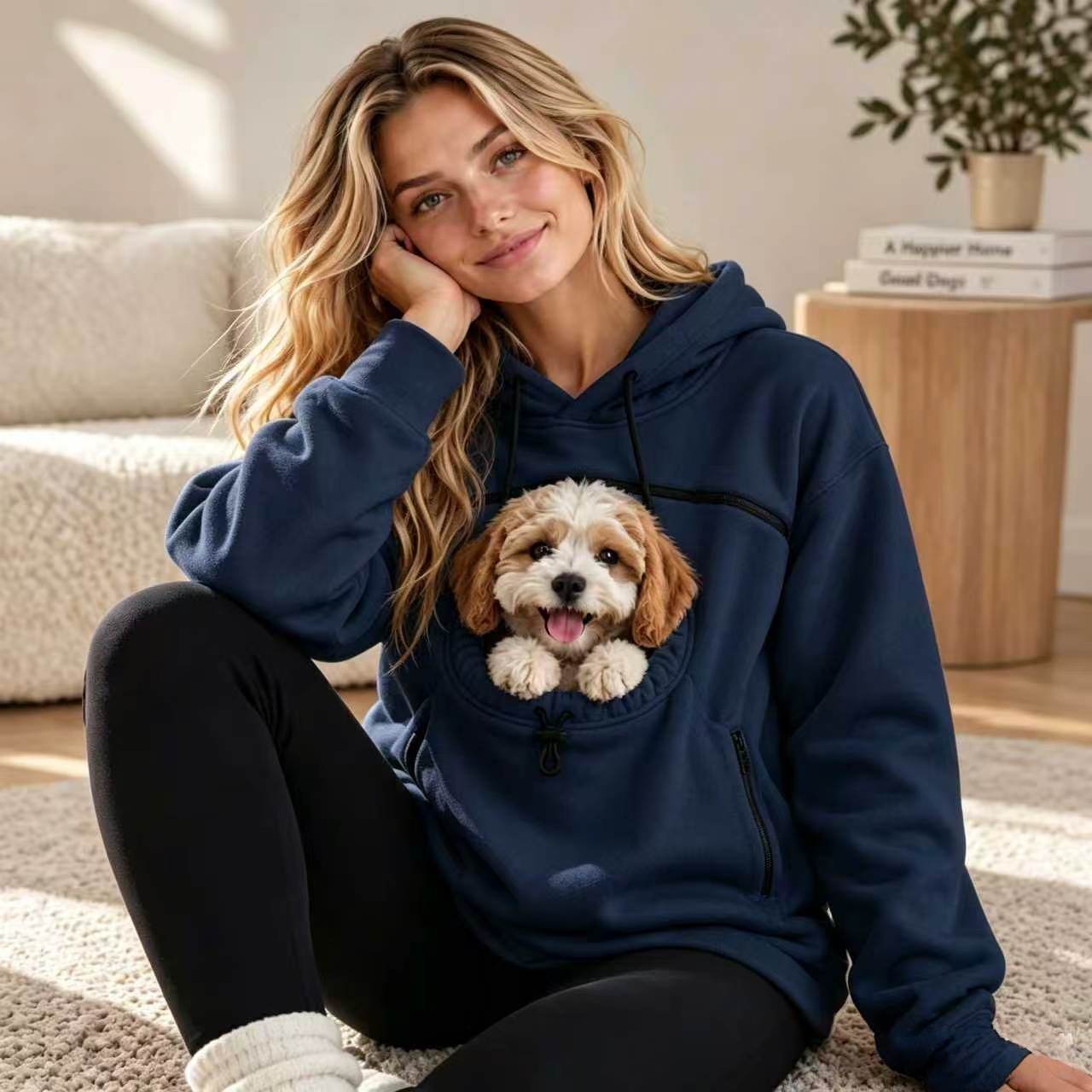 Couple Lamb Cashmere Pet Pocket Hooded Sweatshirt