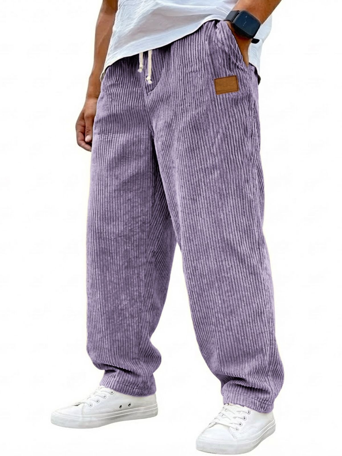 Men's 3D Digital Print Straight Leg Casual Pants with Drawstring Mid-Rise Full Length Trousers