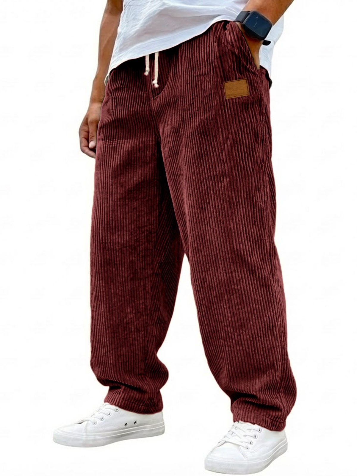 Men's 3D Digital Print Straight Leg Casual Pants with Drawstring Mid-Rise Full Length Trousers