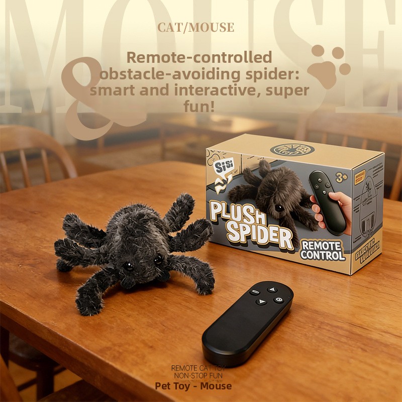 Interactive Plush Spider Cat Toy – USB or 2.4G Remote Version — QIUOLA | qiuola.com