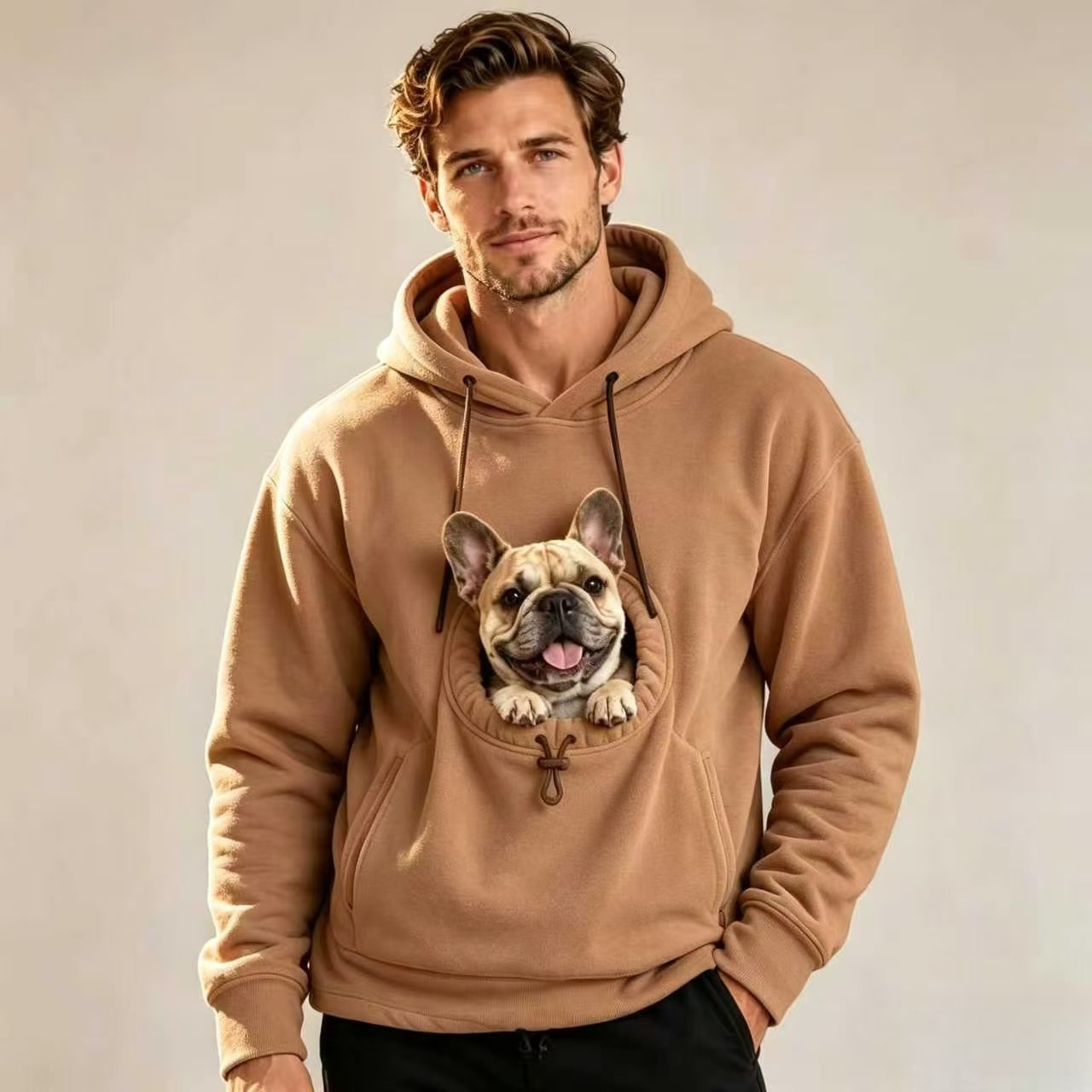 Couple Lamb Cashmere Pet Pocket Hooded Sweatshirt