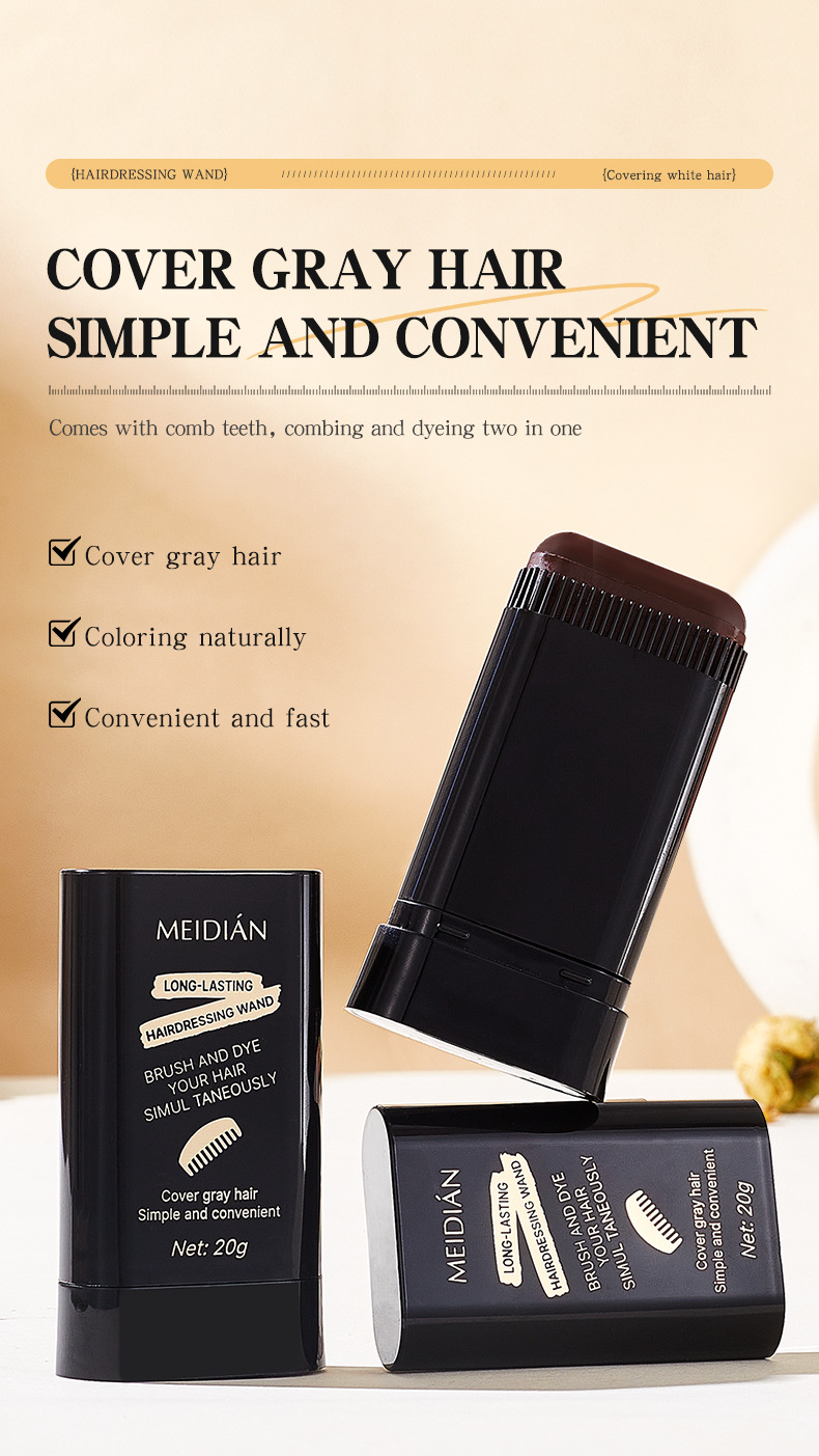Natural Gray Hair Coverage Quick Color Touch-Up Stick Water-Resistant Hair Dye Pen