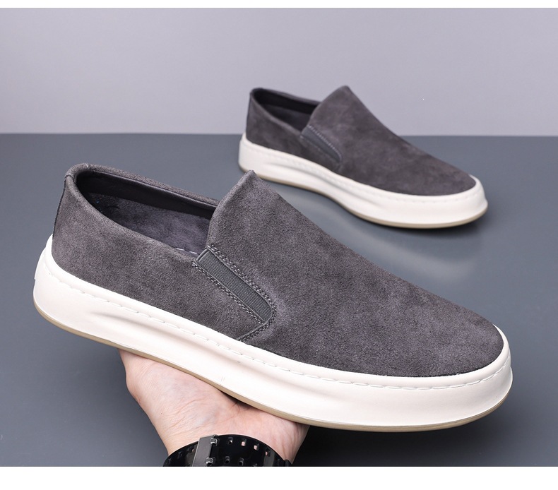 Men Casual Breathable Slip-On Loafers Solid Color Flat Sneakers