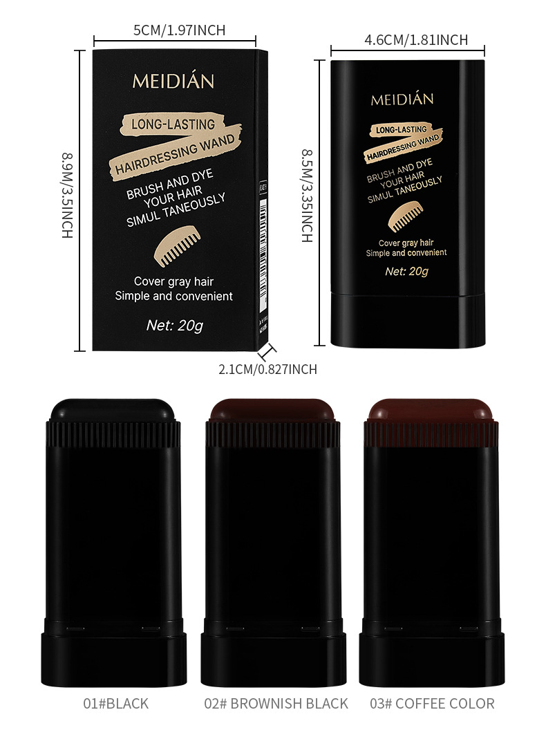 Natural Gray Hair Coverage Quick Color Touch-Up Stick Water-Resistant Hair Dye Pen