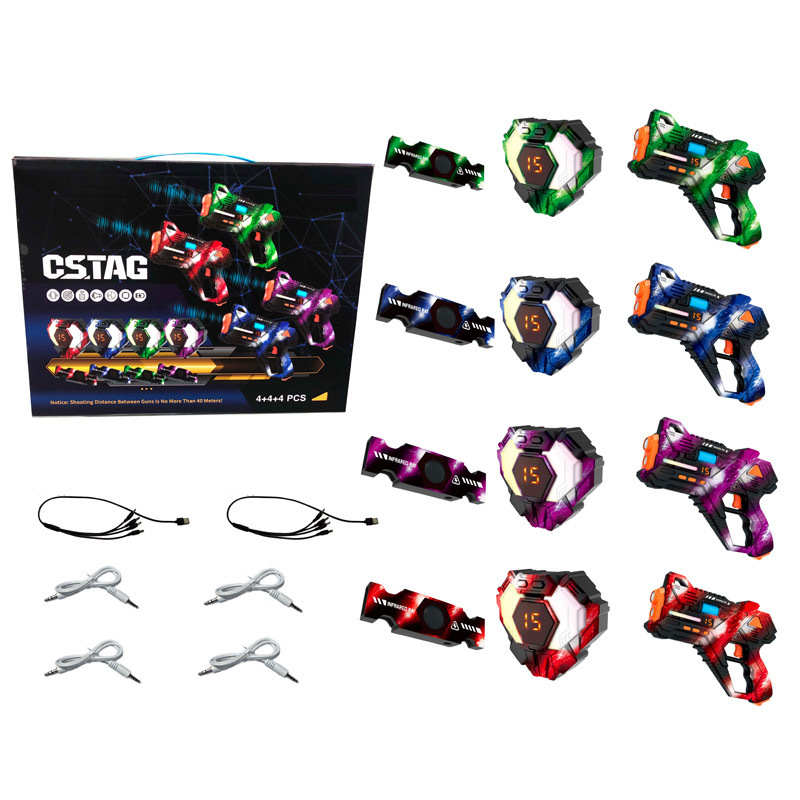 Wireless Data Sync Infrared Toy Gun Set with Hit Detection Vests for Kids