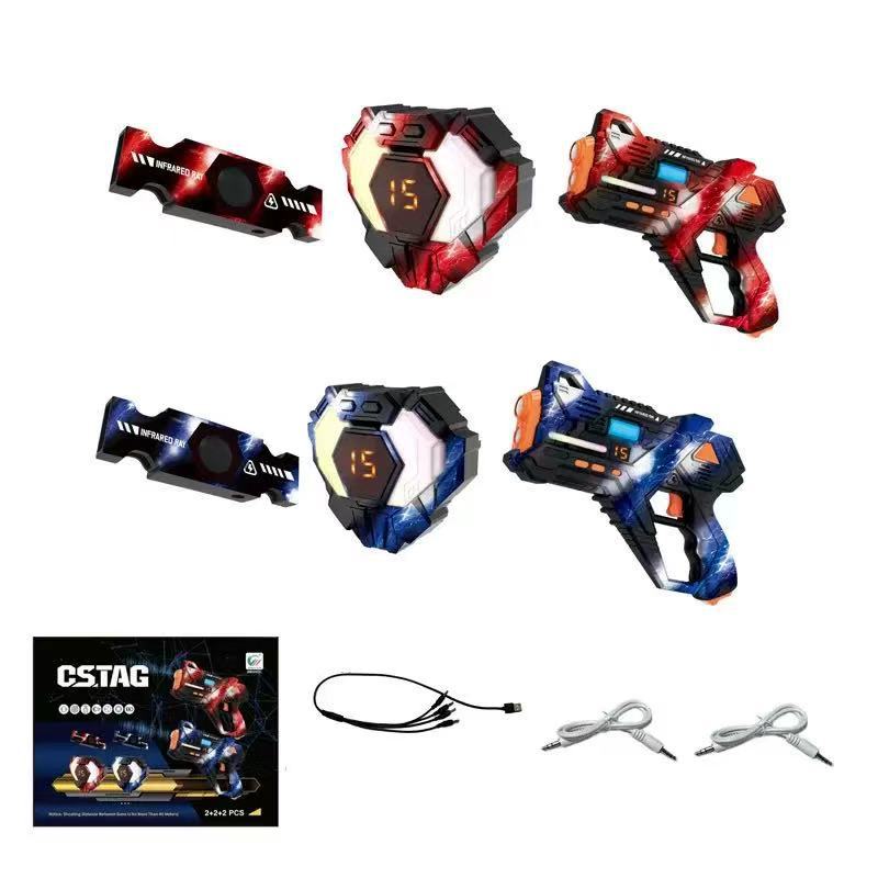 Wireless Data Sync Infrared Toy Gun Set with Hit Detection Vests for Kids