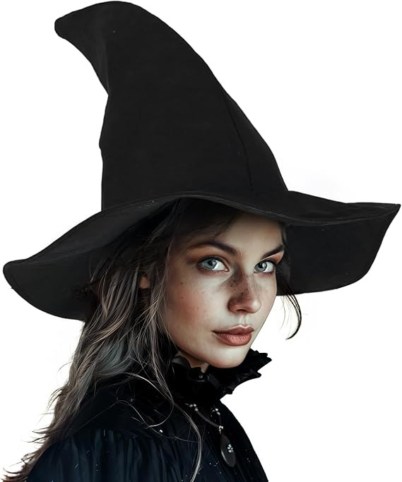 Velvet Witch Hat with Decorations for Halloween Party Costume Accessory