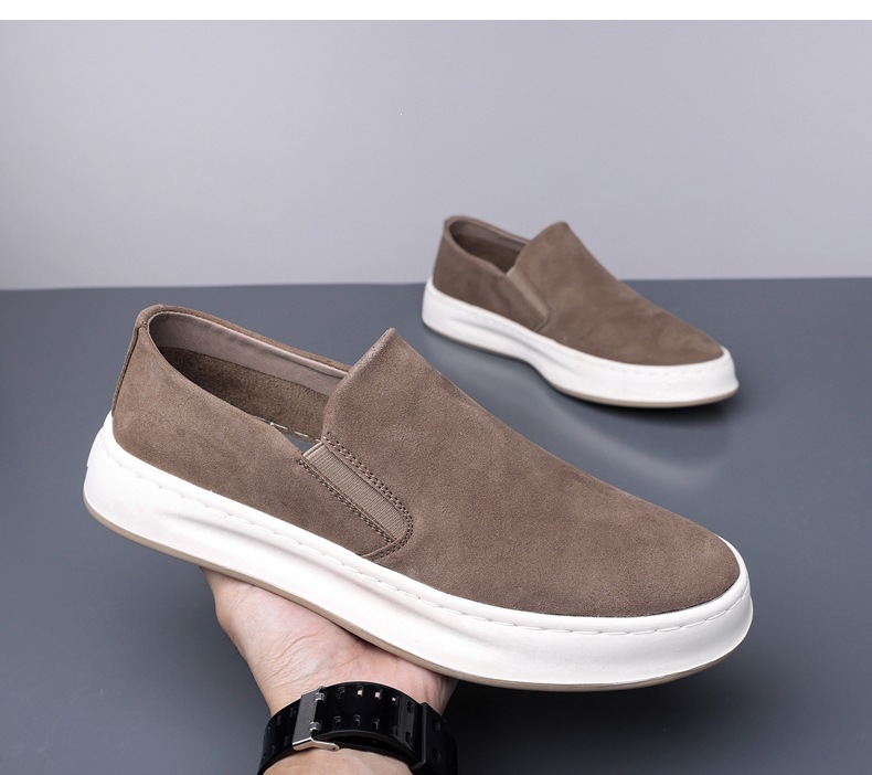 Men Casual Breathable Slip-On Loafers Solid Color Flat Sneakers