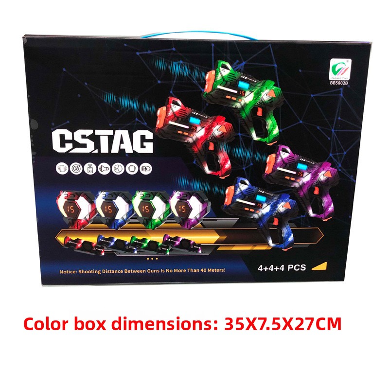 Wireless Data Sync Infrared Toy Gun Set with Hit Detection Vests for Kids