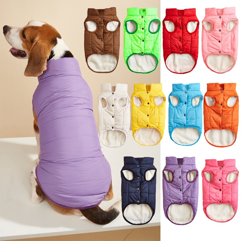 Gilet chaud matelassé pour chien avec fermeture à boutons – XS–3XL — QIUOLA | qiuola.com
