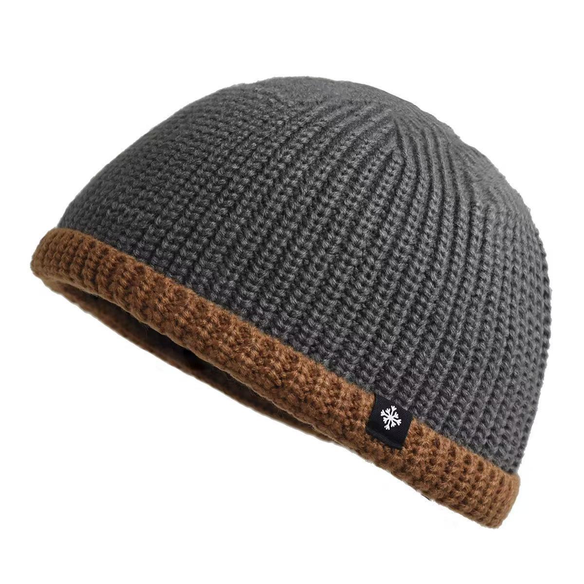 Men's Thickened Fleece-Lined Knit Beanie Winter Ear Protection Windproof Hat