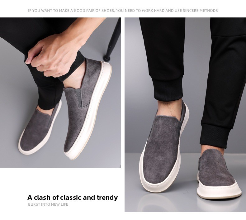 Men Casual Breathable Slip-On Loafers Solid Color Flat Sneakers