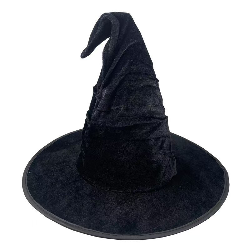 Velvet Witch Hat with Decorations for Halloween Party Costume Accessory