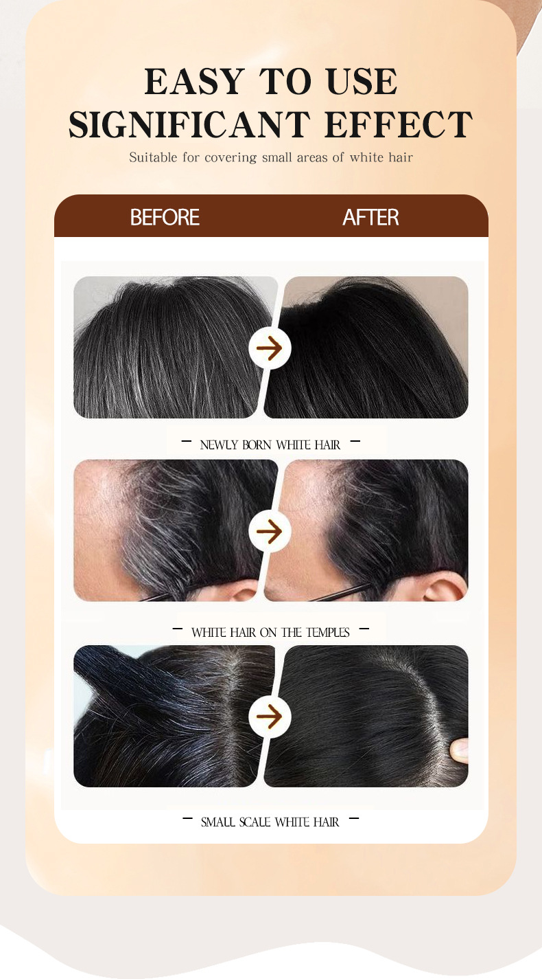 Natural Gray Hair Coverage Quick Color Touch-Up Stick Water-Resistant Hair Dye Pen