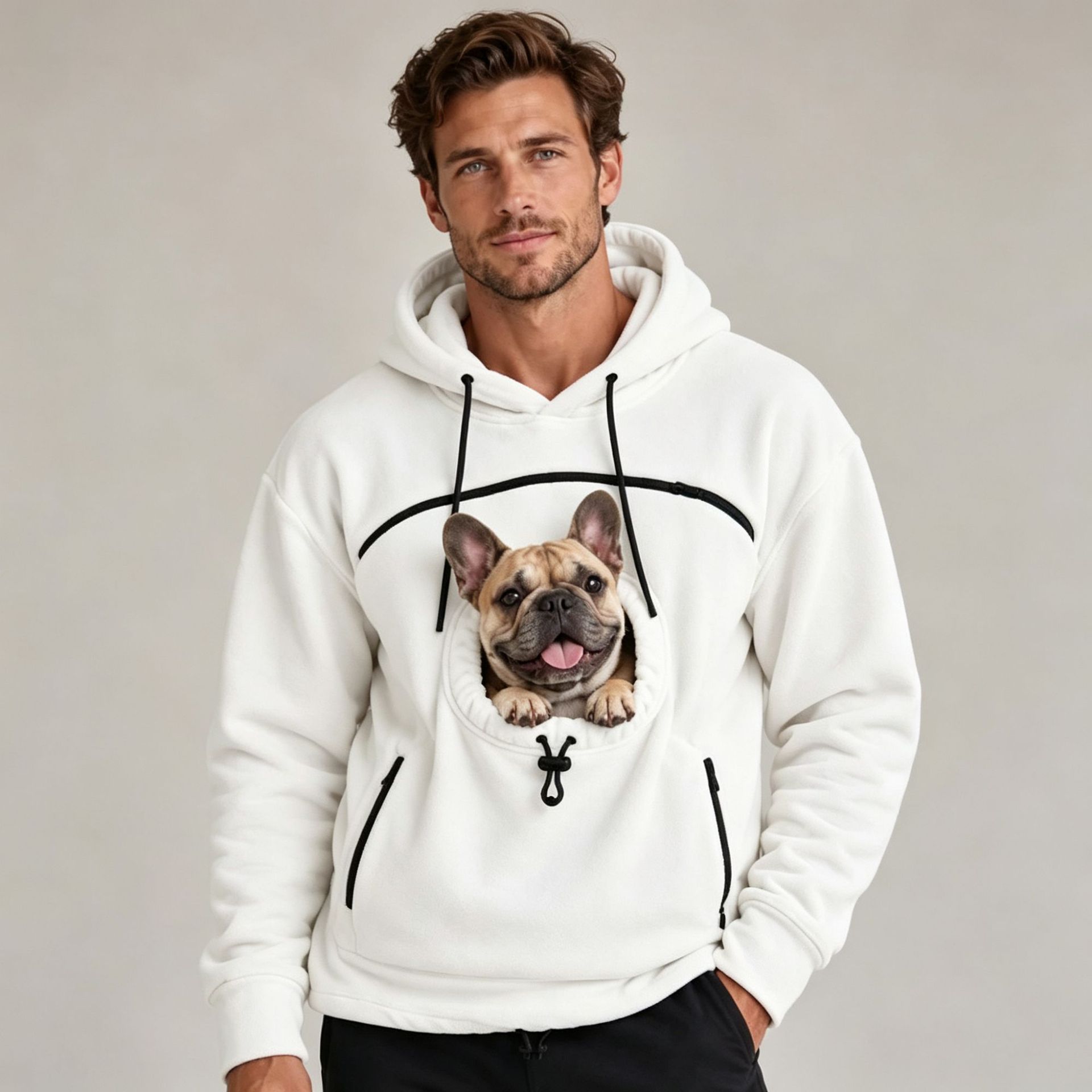 Couple Lamb Cashmere Pet Pocket Hooded Sweatshirt