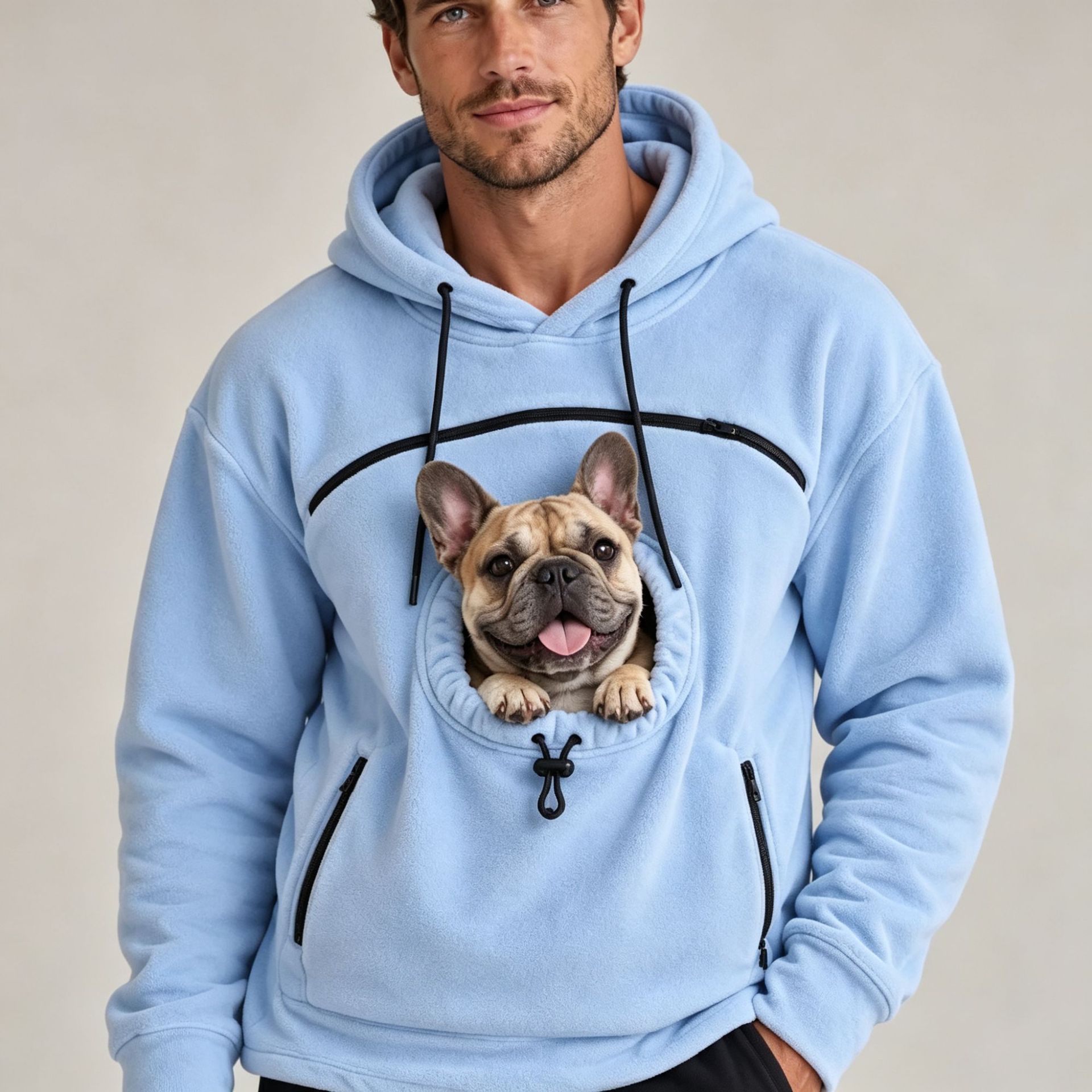 Couple Lamb Cashmere Pet Pocket Hooded Sweatshirt