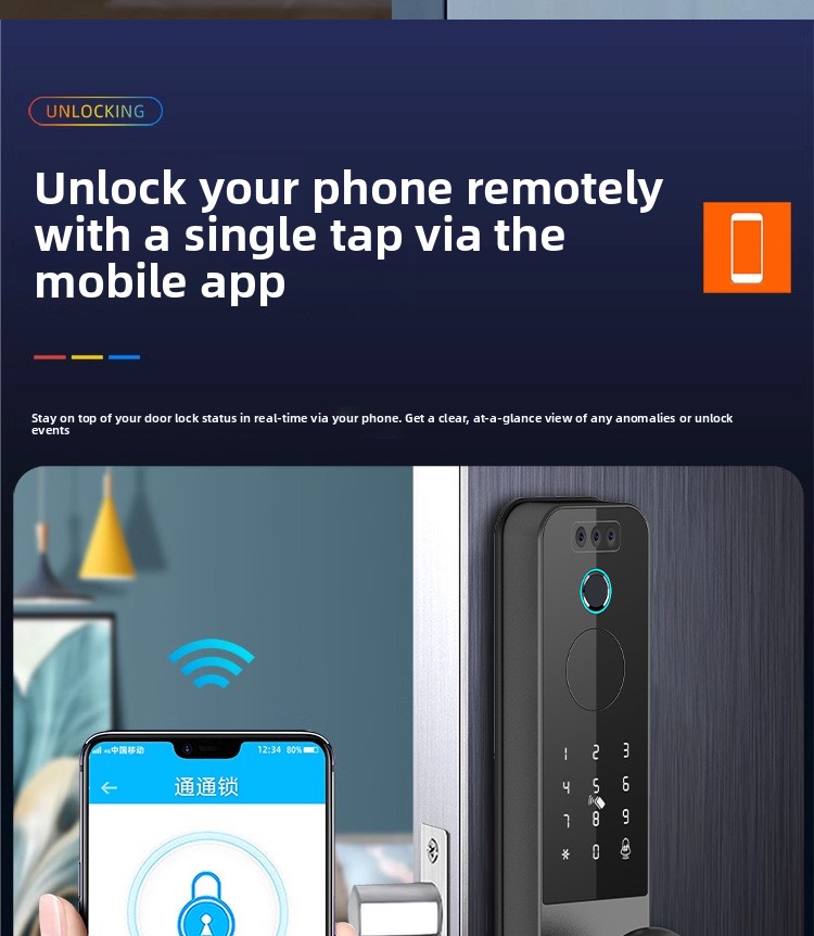 Serrure connectée H32 pour porte intérieure, avec accès par empreinte digitale et code — QIUOLA | qiuola.com