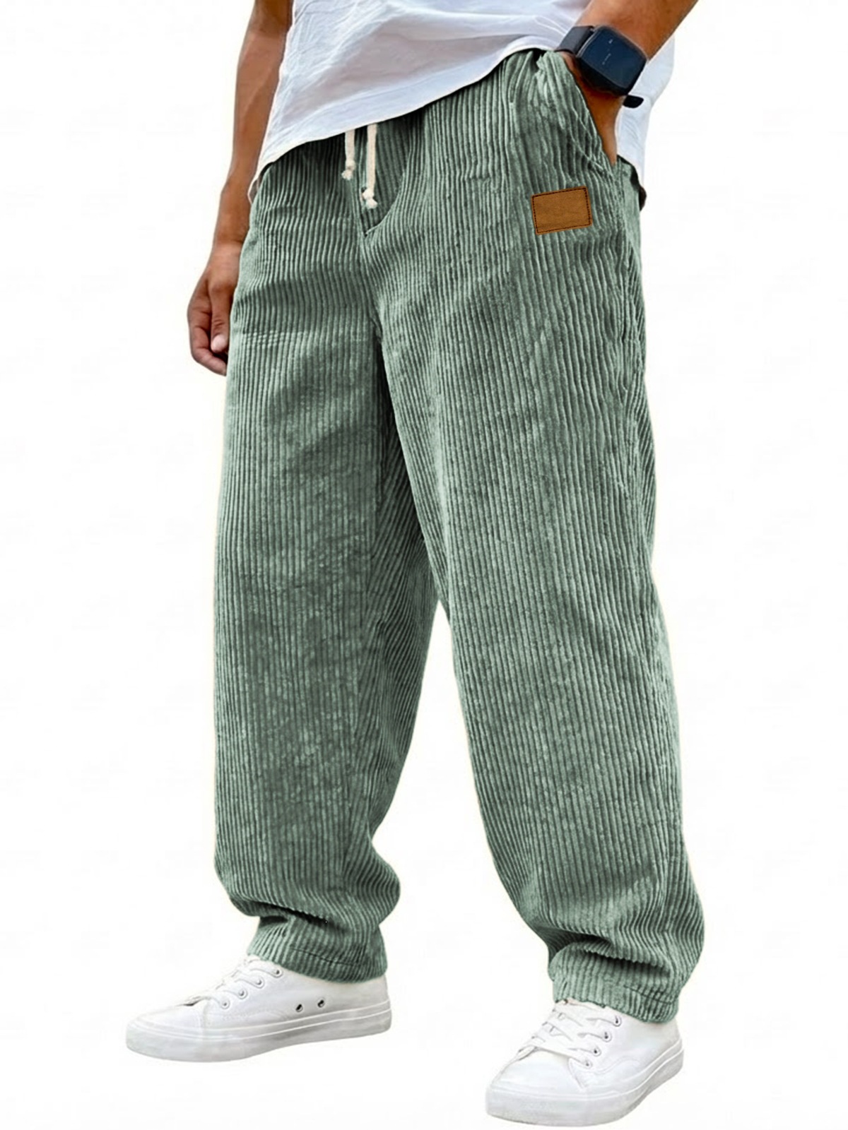 Men's 3D Digital Print Straight Leg Casual Pants with Drawstring Mid-Rise Full Length Trousers