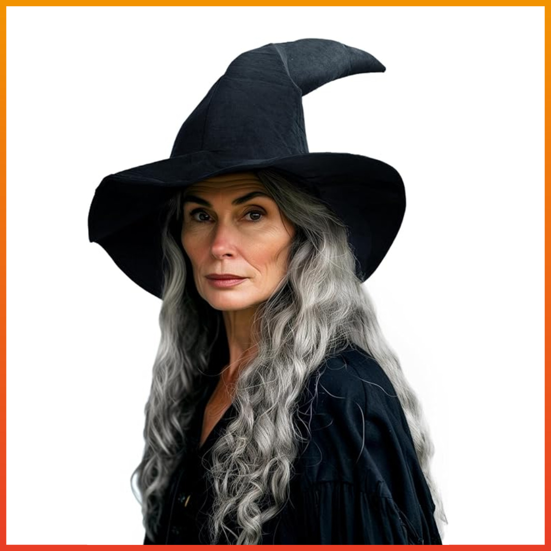 Velvet Witch Hat with Decorations for Halloween Party Costume Accessory