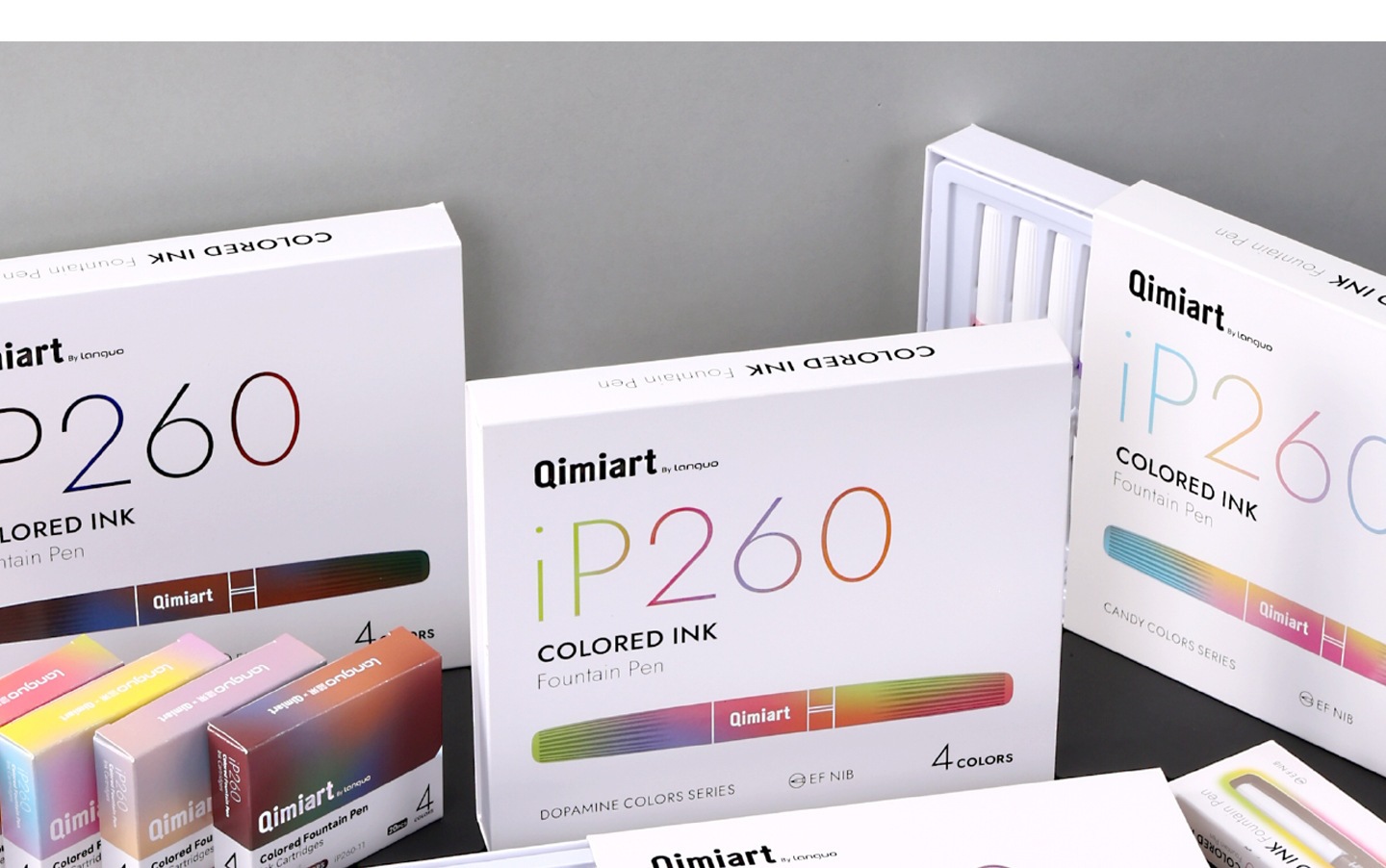 4-Color Fountain Pen Gift Set with EF Fine Nib and 20 Ink Cartridges