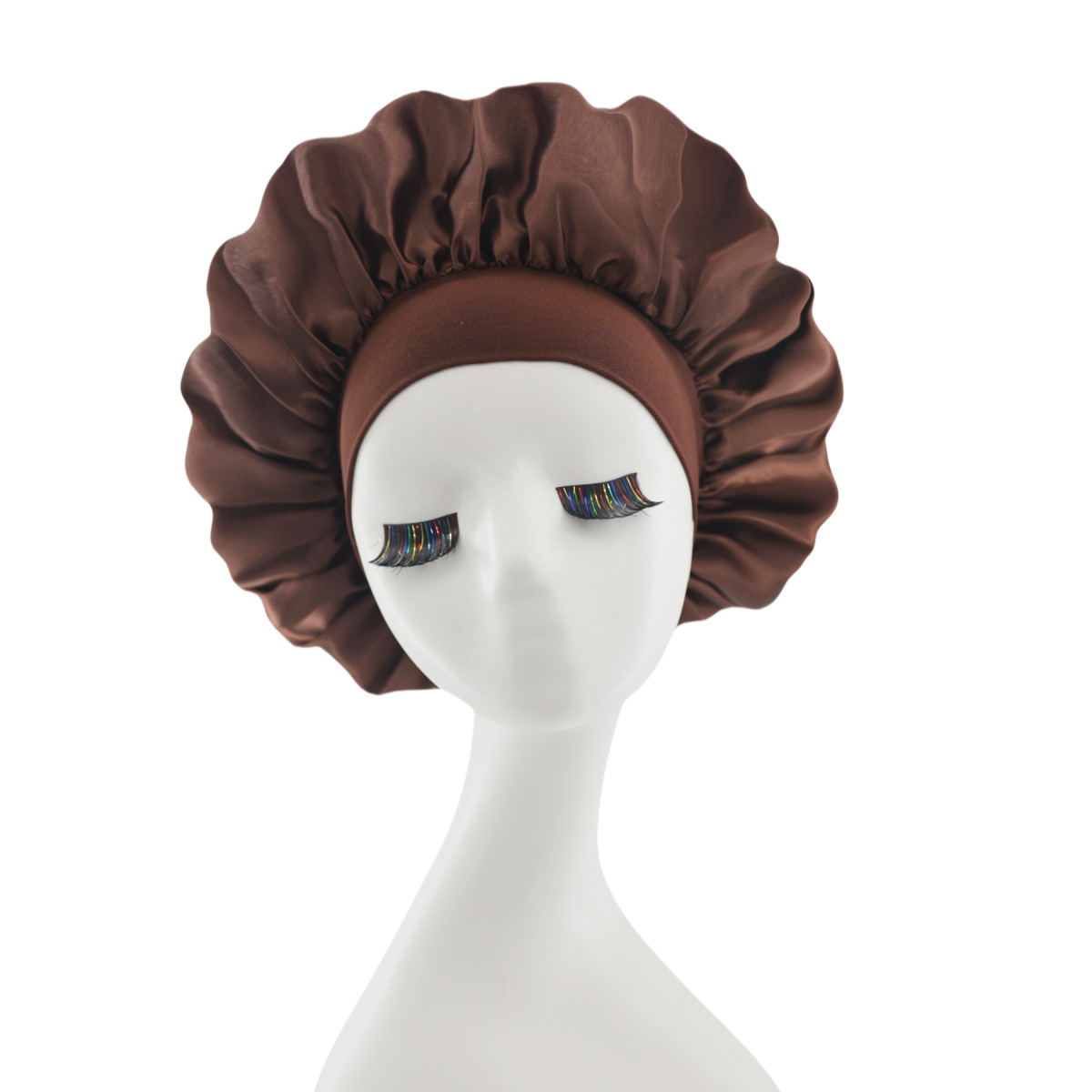 Lace-lined wide-brimmed elasticated hat