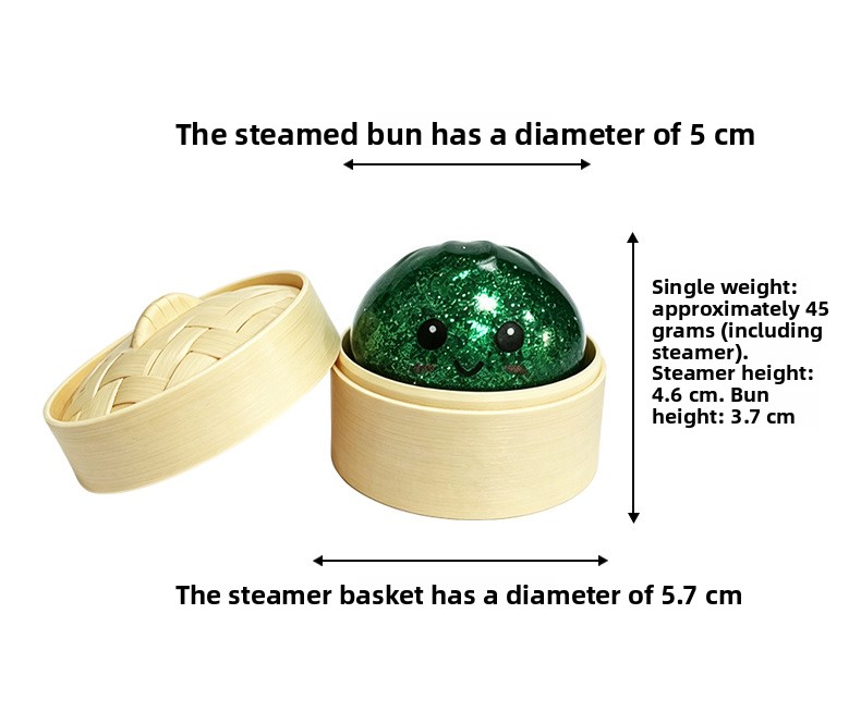 5CM Slow Rebound Squeeze Toy, Realistic Stress Relief Bun with Glitter, Squishy Fidget Toy