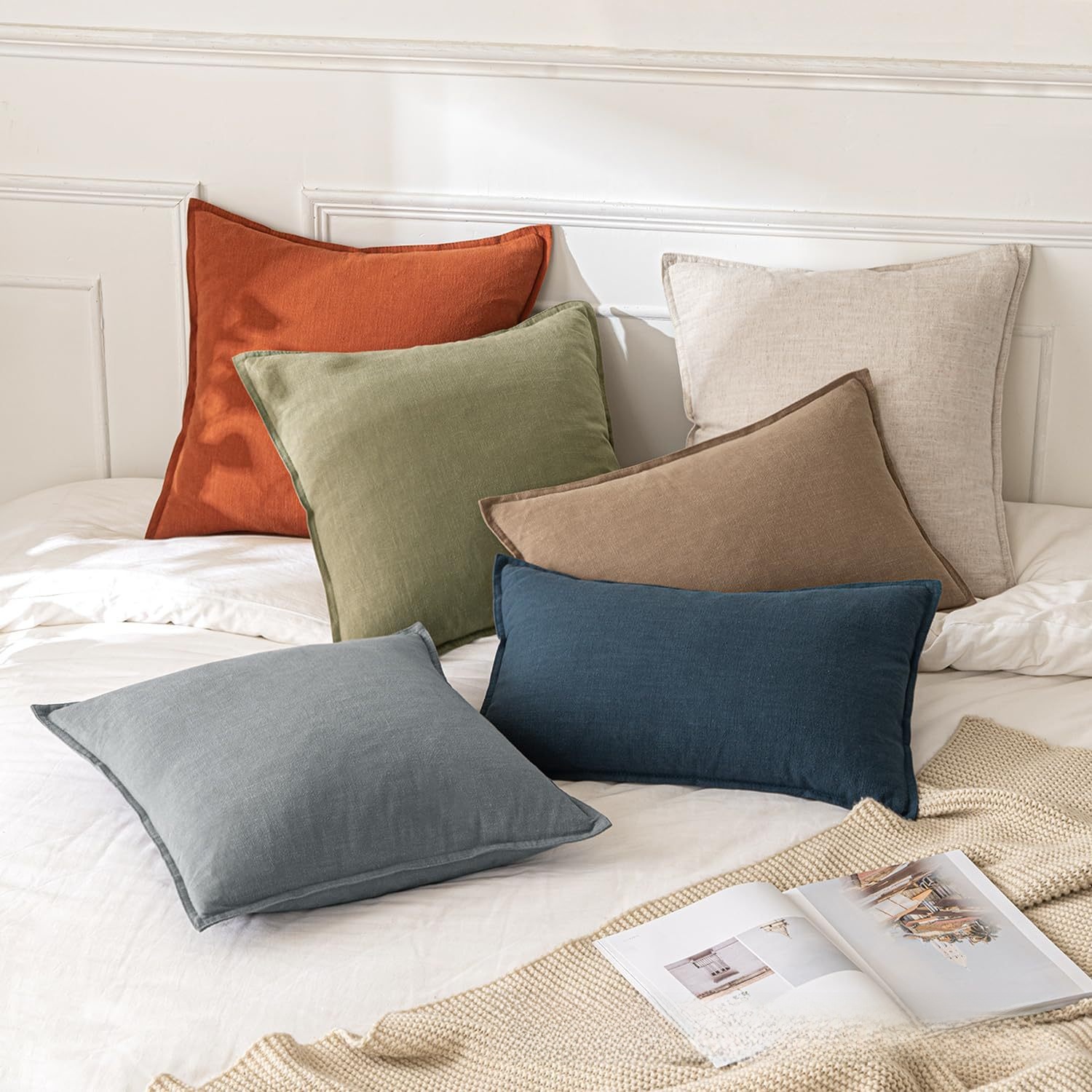 Striped linen blend throw cushion cover