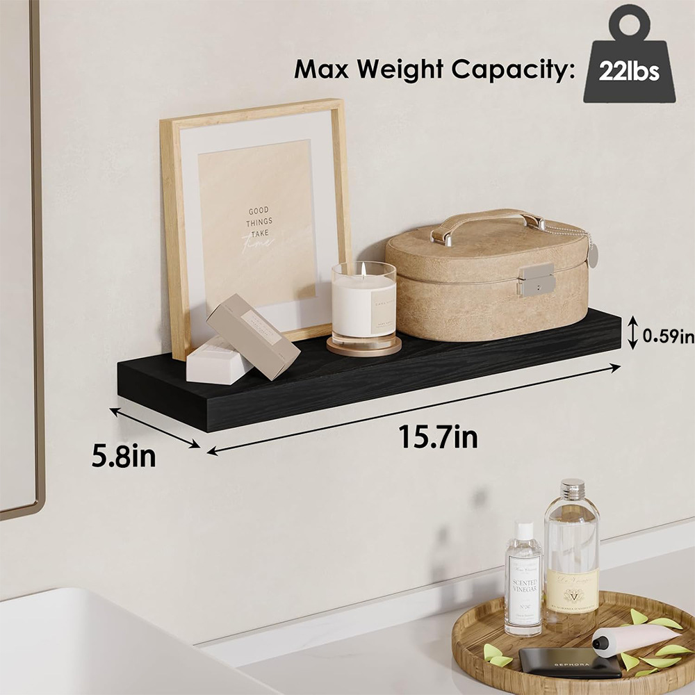 Wooden Floating Wall Mounted Storage Shelf for Bathroom Living Room Kitchen