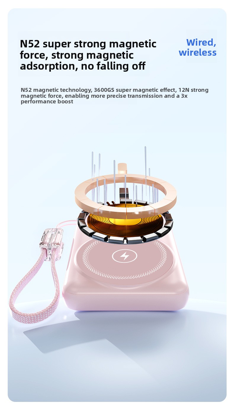 3-in-1 15W Magnetic Wireless Portable Charger 22.5W Power Bank with Built-in Cable and Watch Charging