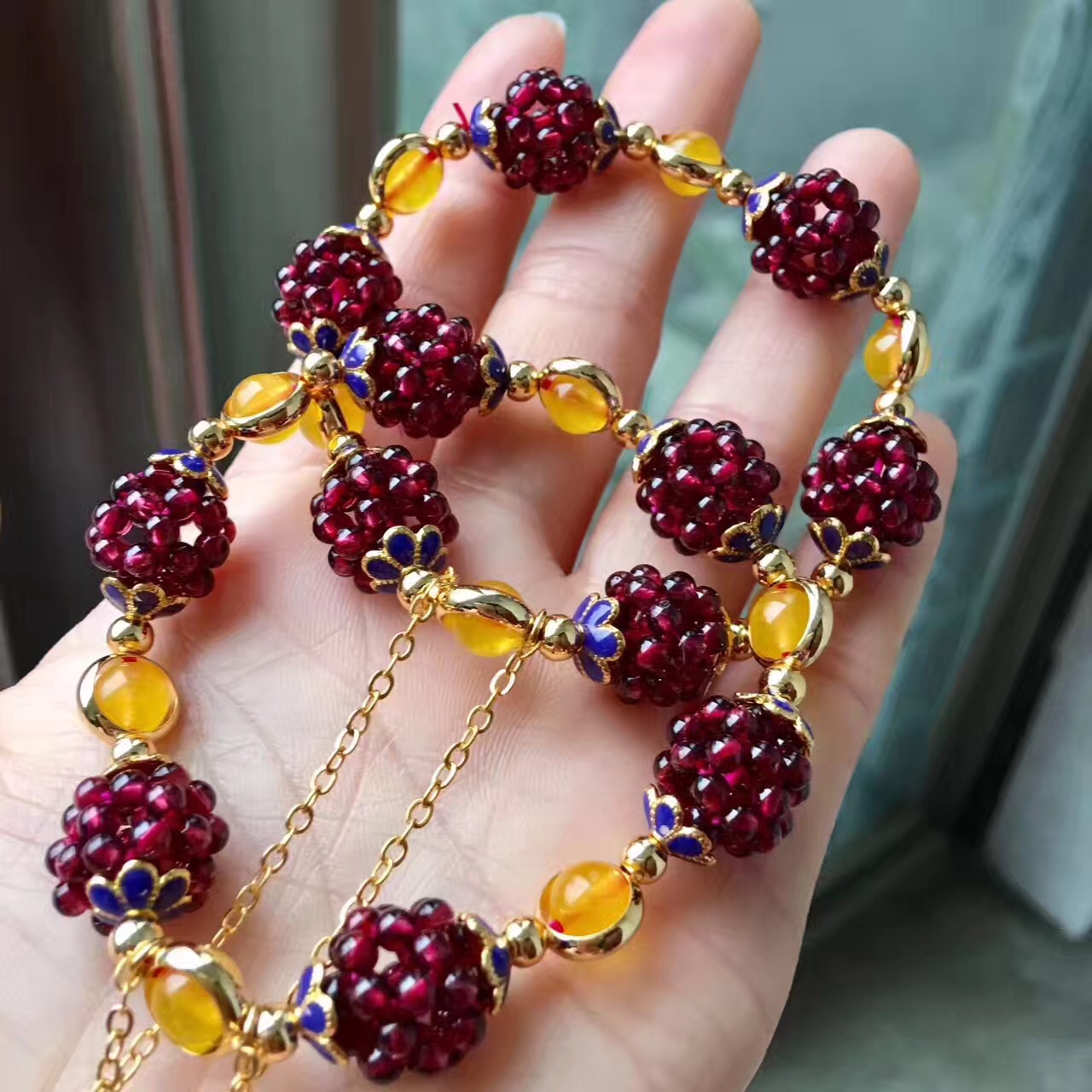 Natural garnet bracelet