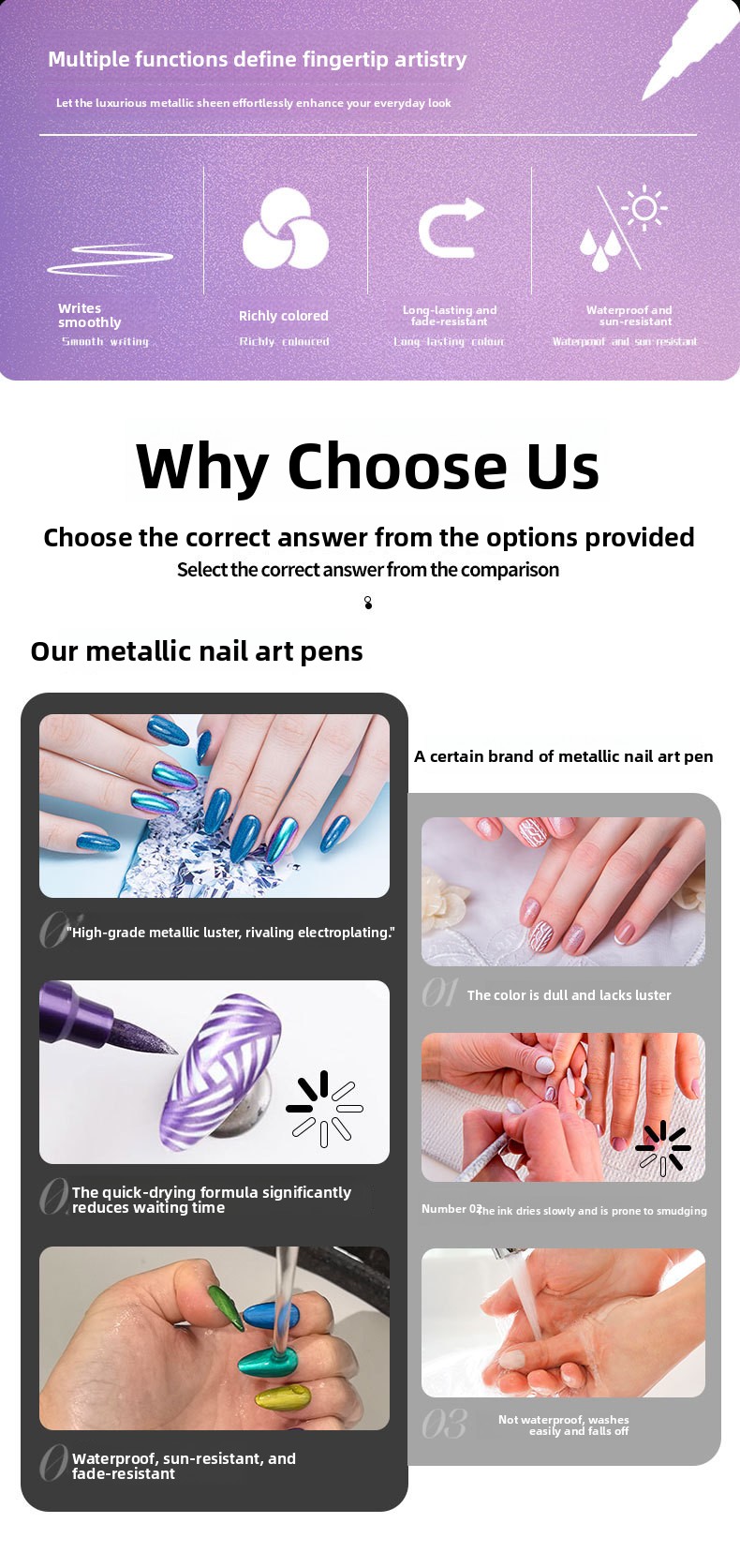 12-Color Dual-Ended Metallic Nail Art Pen Set for Drawing and Smudging