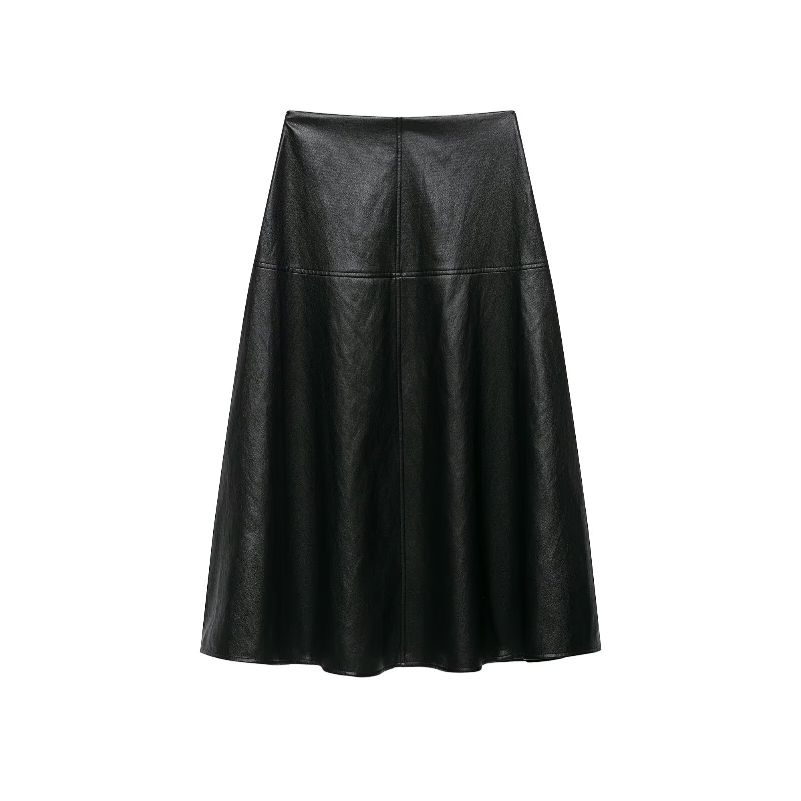 Womens High Waist A-Line Faux Leather Colorblock Mini Skirt