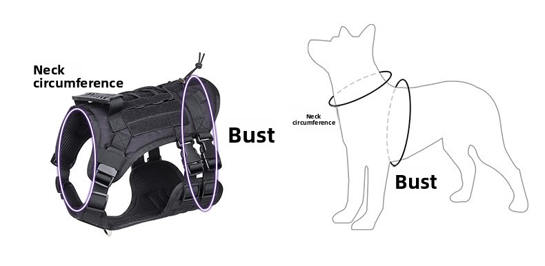 Water-Resistant Oxford Dog Tactical Vest Reflective Adjustable Chest Strap for Medium and Large Dogs
