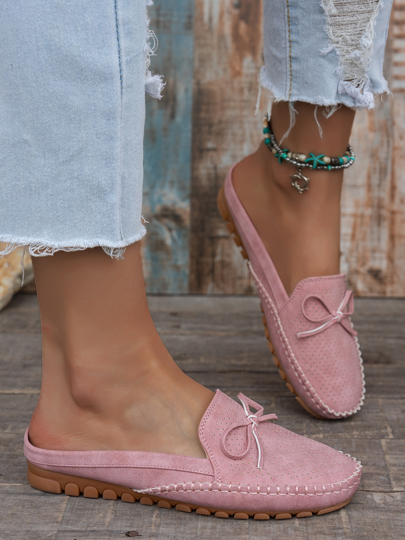 Women's Retro Stitching Flat Loafers PU Solid Color Round Toe Slip-On Shoes