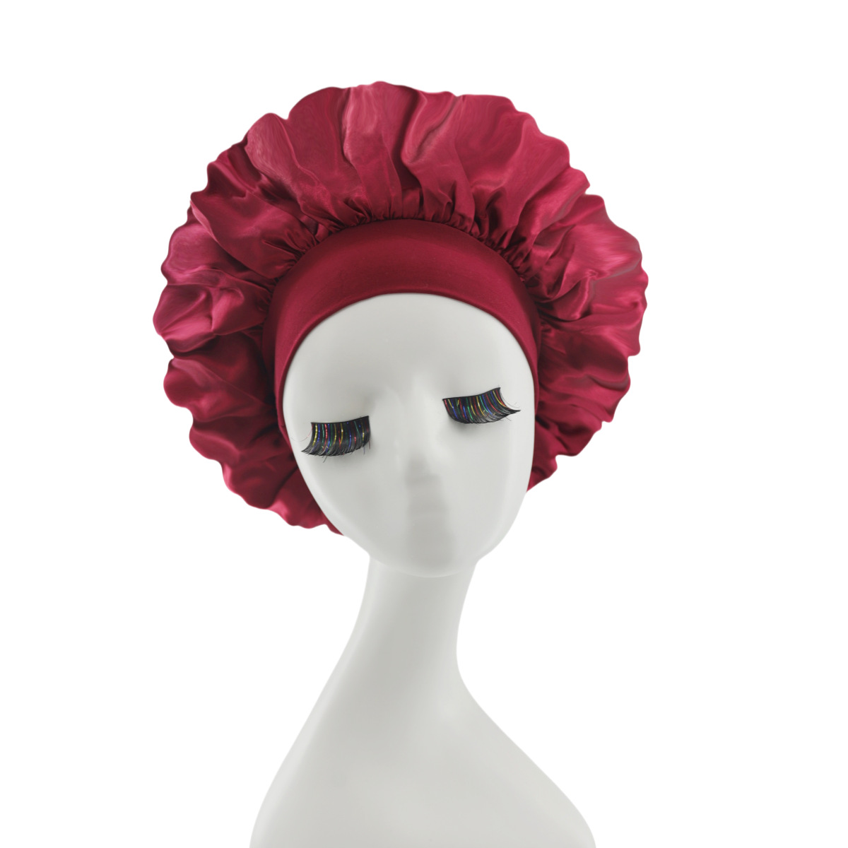 Lace-lined wide-brimmed elasticated hat