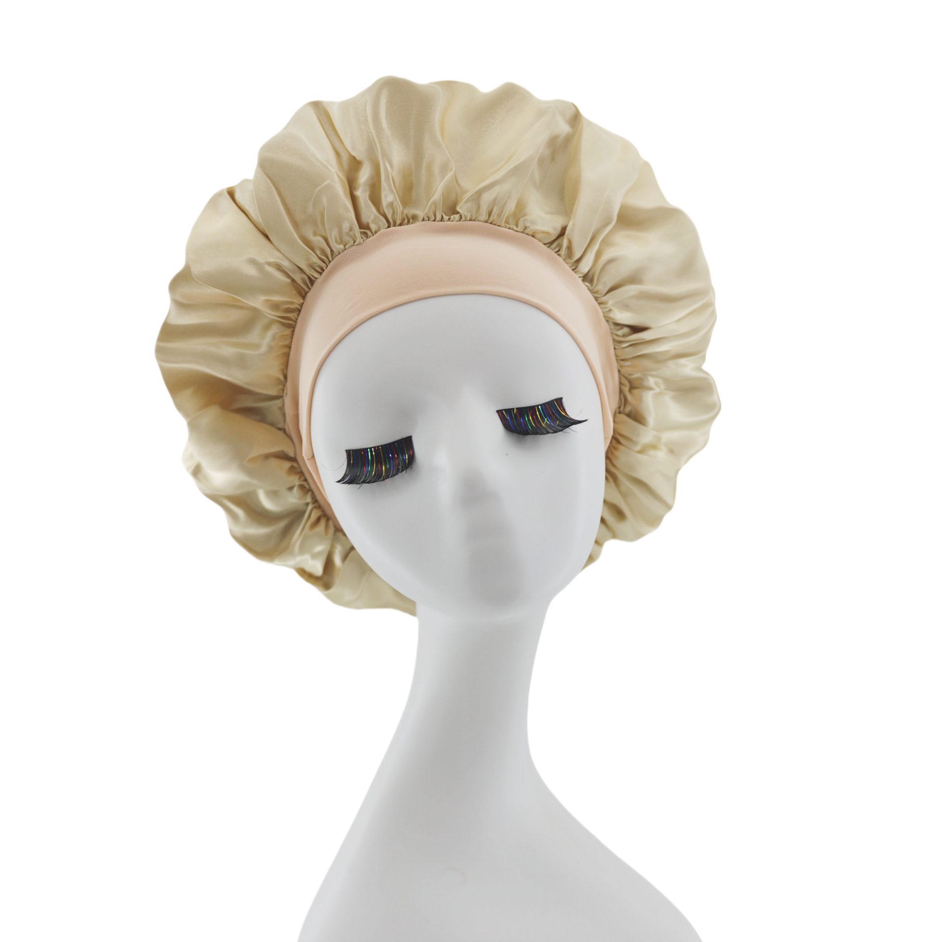 Lace-lined wide-brimmed elasticated hat
