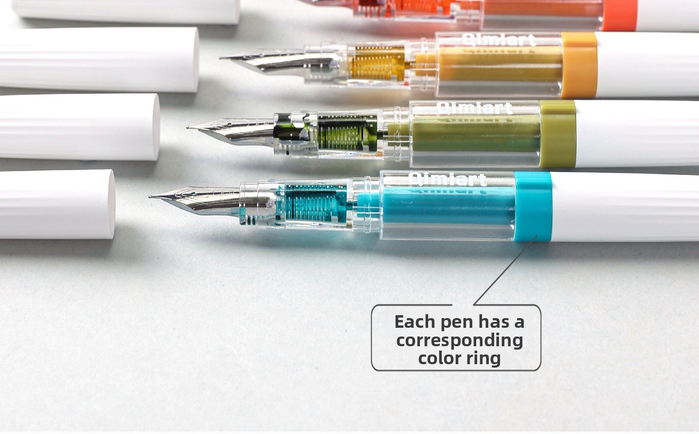 4-Color Fountain Pen Gift Set with EF Fine Nib and 20 Ink Cartridges